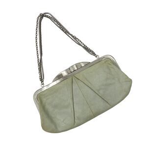 Hobo Light Green Leather Clutch Handbag